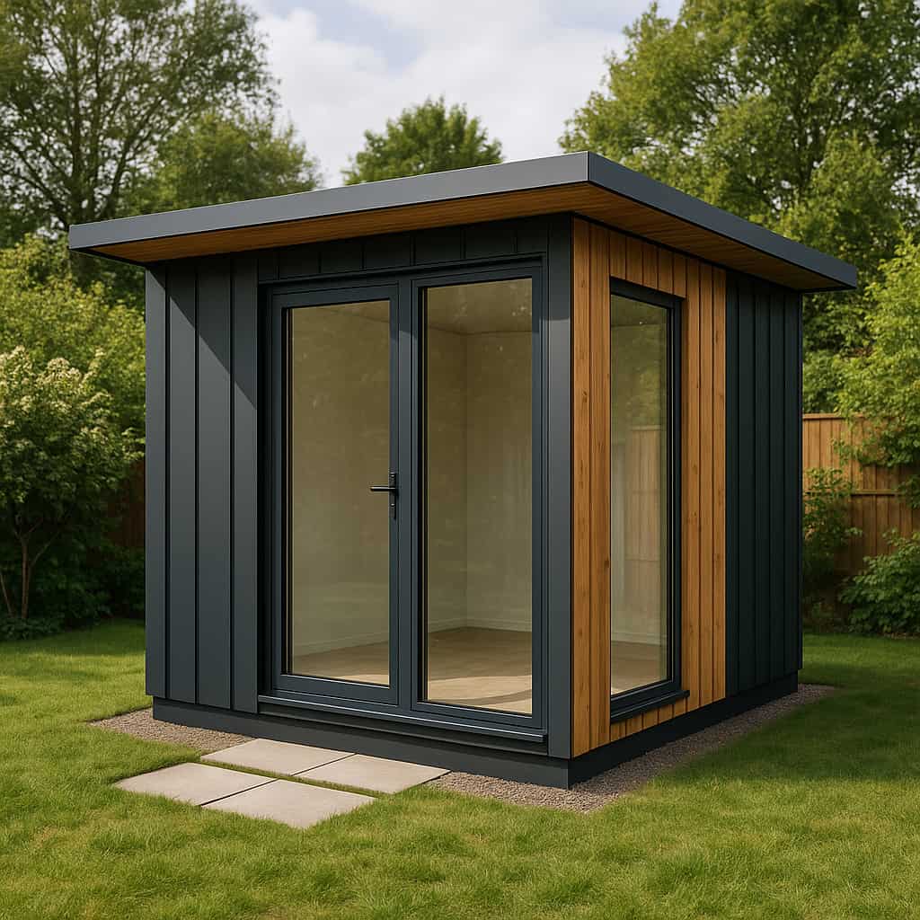Modern Garden Pod with wood and metal cladding